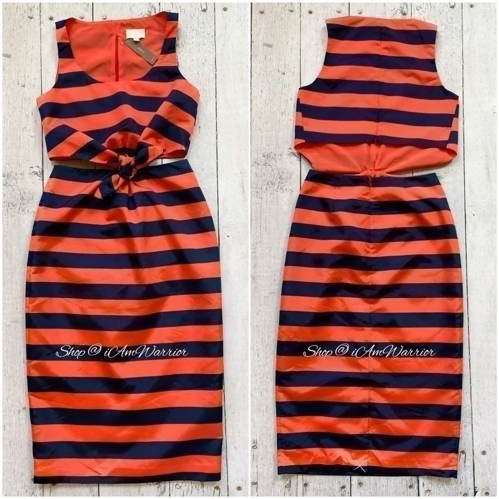 J.Crew Collection NWT tie waist striped midi Mandy Moore dress *shop@iamwarrior